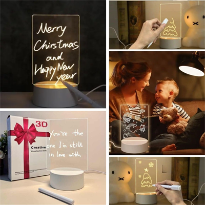 BUFFER® USB Kablolu Işıklı Kendiliğinden Beyaz Kalemli-Silgili Kreatif 3D Görselleştirme LED Lambası