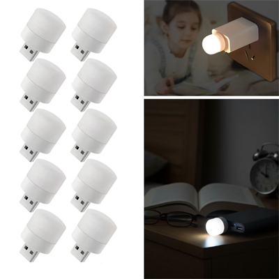 BUFFER® USB Mini Top LED 10’lu Aydınlatma Beyaz Işıklı Gece Lambası, Enerji Tasarruflu Mikro LED Işıklar