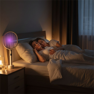 BUFFER® USB Şarjlı Beyaz Renk Kendiliğinden Standlı Şarj Göstergeli UV Işıklı Sinek Öldürme Raketi LTD-718