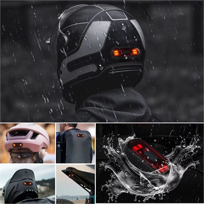 BUFFER USB Şarjlı Kırmızı LED Kask Flaşörü, Açma Kapama Düğmeli Siyah Oval Gövde, USB Kablolu 8,8 x 3,7 cm Kask Aydınlatma Işığı