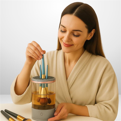 BUFFER® USB Şarjlı Makyaj Fırçası Temizleyici Aparat Hızlı Kurutmalı, Çok Yönlü Fırça Temizleyici