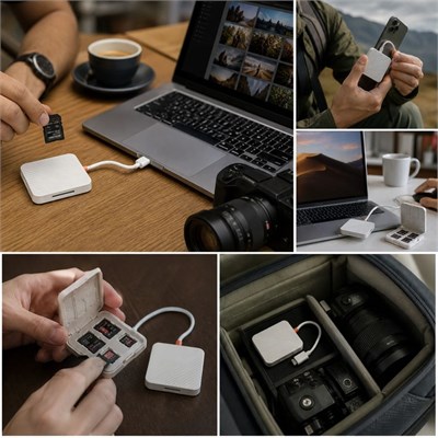 BUFFER® USB ve Type-C Uyumlu Çok Fonksiyonlu SD TF Kart Okuyucu, USB 3.0 5Gbps Yüksek Hızlı Veri Aktarım Adaptörü ve Kart Saklama Kutusu