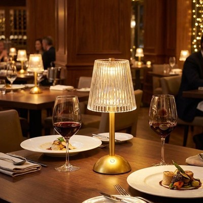 BUFFER® Uzun Klasik Çizgili Model LED Masa Lambası – Dokunmatik, 3 Renk Işık Modlu, Şarjlı Dekoratif Gece Lambası