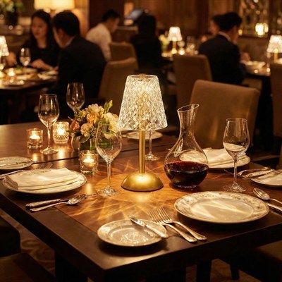 BUFFER® Uzun Klasik Şeffaf Baklava Model LED Masa Lambası – Dokunmatik, 3 Renk Işık Modlu, Şarjlı Dekoratif Gece Lambası