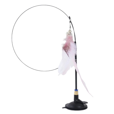 BUFFER® Vantuzlu Tüylü Zilli Olta Kedi Oyuncağı 2 Oltalı