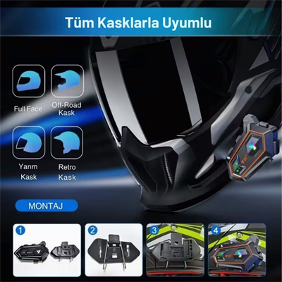 BUFFER® Y20 Motorsikletler İçin Kablosuz Bluetooth Kulaklıklı – Suya Dayanıklı, Uzun Ömürlü Batarya, Gürültü Engelleme Özellikli Kask Kulaklığı