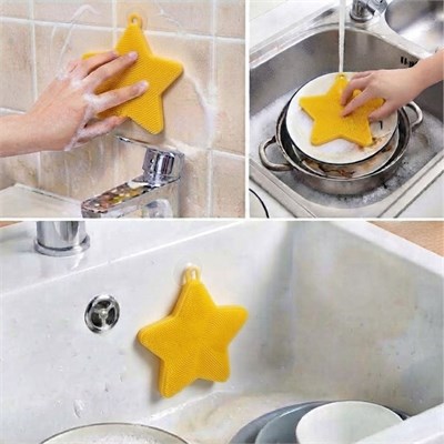 BUFFER® Yıldız Şekilli Silikon Bulaşık Yıkama Matı – Çok Amaçlı Mutfak ve Banyo Süngeri
