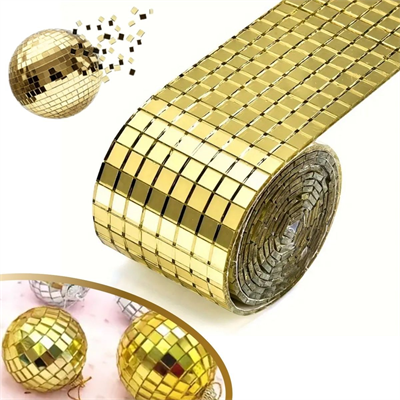 BUFFER®1 Metre Uzunluğunda Gold Renk Aynalı Mozaik Taşlı Dekor Bandı 4 cm x 1 mt