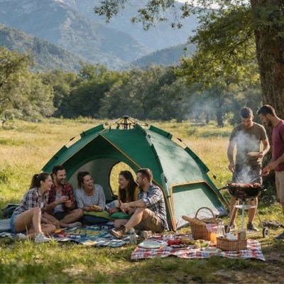 BUFFER® 6 Kişilik Otomatik Kamp Çadırı – Çift Katmanlı, Suya Dayanıklı, Hızlı Kurulum Outdoor Aile ve Doğa Çadırı 200x250x150 cm