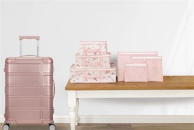 Baby 6lı Desenli Fileli Bavul Valiz İçi Düzenleyici Çok Amaçlı Organizer (pembe)