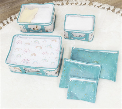 Baby 6lı Desenli Fileli Bavul Valiz İçi Düzenleyici Çok Amaçlı Organizer (yeşil)