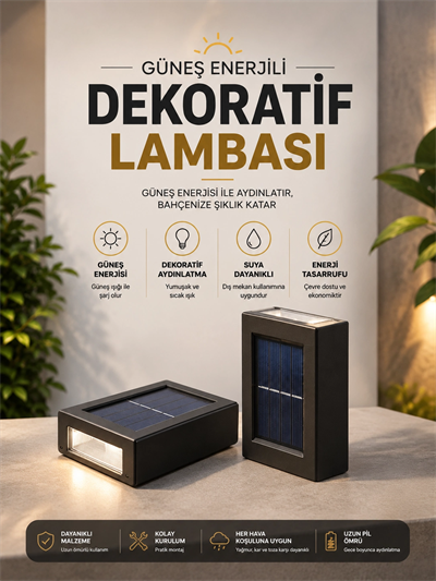 Bahçe Aydınlatması Solar Güneş Enerjili Dekoratik Led Işıklı Lamba