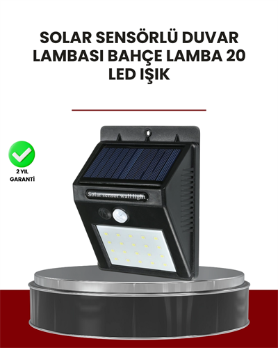 Bahçe ve Dış Mekanlar İçin Güneş Enerjili 20 LED Hareket Sensörlü Lamba