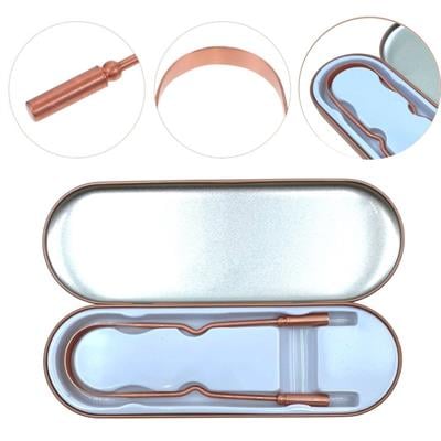 Bakır Oil Pulling Yağ Çekme Dil Plak Temizleme Aleti Dil Fırçası Sıyırıcı Dil Kaşığı (3936)