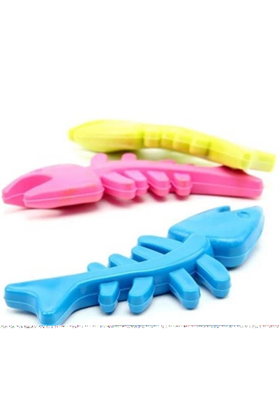 Balık Kemiği İskelet Şekilli Renkli Plastik Kedi Oyuncağı Bx40