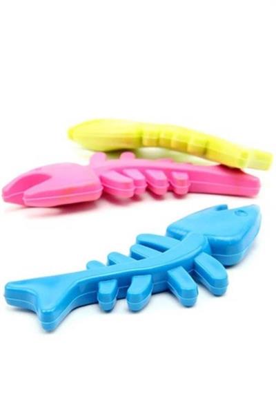 Balık Kemiği İskelet Şekilli Renkli Plastik Kedi Oyuncağı (3936)
