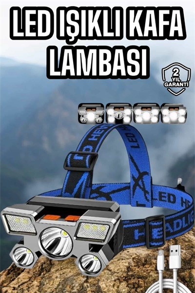 Balıkçı Kafa Lambası Led Işık 4 Farklı Mod Esnek ve Ayarlanabilir