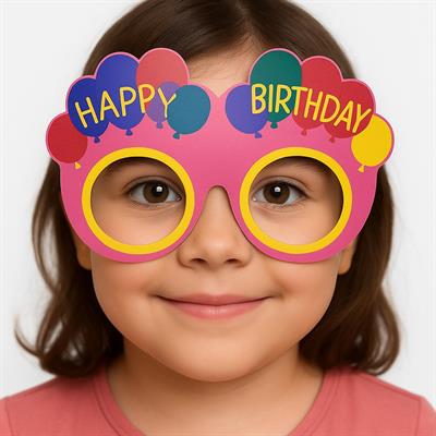 Balon Desenli Karton Doğum Günü Gözlükleri 6 Adet Pembe Renk (3936)