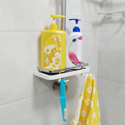 Banyo Direğine Asılabilir Köşelik Şampuanlık Sabunluk Çift Askılı Düzenleyici Raf Paslanmaz (3936)