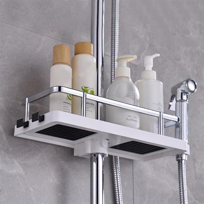 Banyo Direğine Asılabilir Köşelik Şampuanlık Sabunluk Çift Askılı Düzenleyici Raf Paslanmaz (3936)