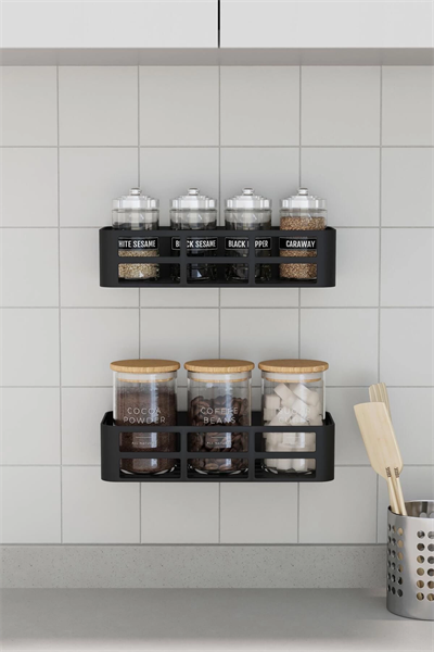 Banyo Duş Rafı 2li Yapışkanlı ve Deliksiz Duş Organizer Suya Dayanıklı Siyah Raf