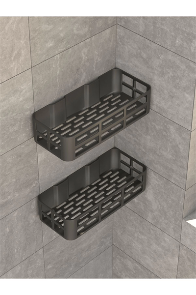Banyo Düzenleyici Şampuanlık Sabunluk 2 Li Set Lamalı Güçlü Kaliteli Yapışkanlı Duş Rafı Organizer