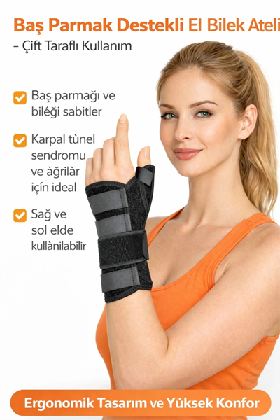 Baş Parmak Destekli Ayarlanabilir El Bilek Ateli Çift Taraflı Günlük Rahat Kullanım