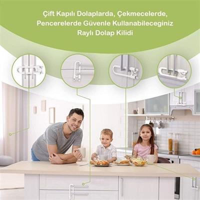 Bebek Çocuk Çekmece ve Dolap Koruma Raylı Güvenlik Sistemi Emniyet Kilidi (3936)