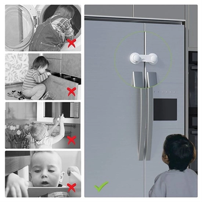 Bebek Çocuk Güvenliği Çekmece Ve Dolap İçin Kendiliğinde Yapışkanlı Vidasız Kapak Kilidi Bx40