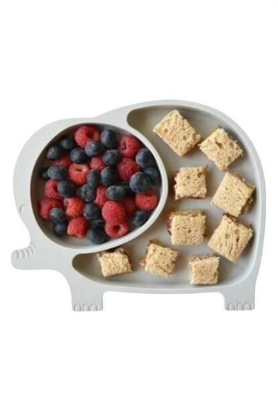 Bebek ve Çocuk için Sevimli Fil Model Desenli Yemek Bebek Mama Kabı Bölmeli Tabak (3936)