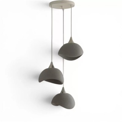 Beton Görünümlü İskandinav Tarzı Salon Oturma Odası 3lü Avize 32 X 70 Cm Gri
