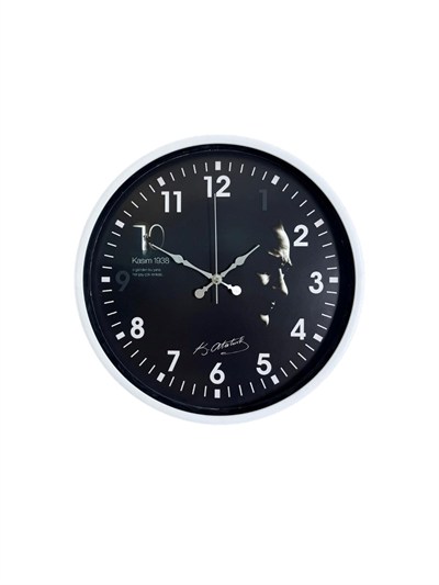 Beyaz 36 Cm Atatürk Modern Tasarım Duvar Saati