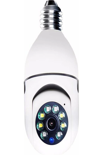 Beyaz 360 derece dönebilen gece görüşlü kablosuz wifi IP kamera HD kayıt SD kart destekli