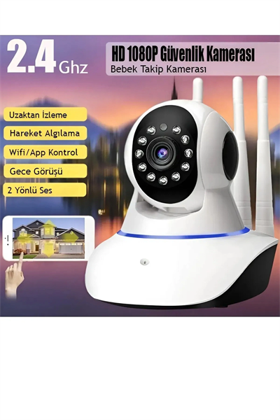Beyaz 360° wifi ip güvenlik kamera gece görüşlü sensörlü SD kart destekli HD kayıt H.264