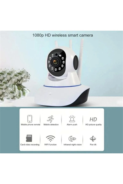 Beyaz 360° wifi ip güvenlik kamera gece görüşlü sensörlü SD kart destekli HD kayıt H.264