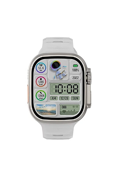 Beyaz 49 mm Akıllı Saat, GPS ve NFC Özellikli, Sesli Görüşme ve Uyku Takibi Fonksiyonlu