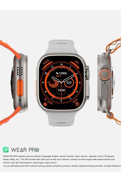 Beyaz 49 mm Akıllı Saat, GPS ve NFC Özellikli, Sesli Görüşme ve Uyku Takibi Fonksiyonlu