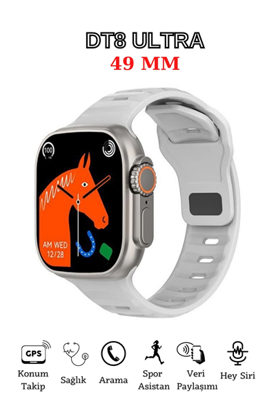 Beyaz 49 mm Akıllı Saat, GPS ve NFC Özellikli, Sesli Görüşme ve Uyku Takibi Fonksiyonlu