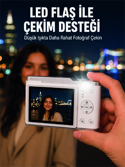 Beyaz 4K Video Kayıtlı 48 MP Dijital Fotoğraf Makinesi Otomatik Odaklama