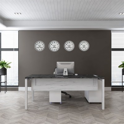 Beyaz 4’lü Dünya Saatleri Seti 36 cm – Otel & Ofis Tipi