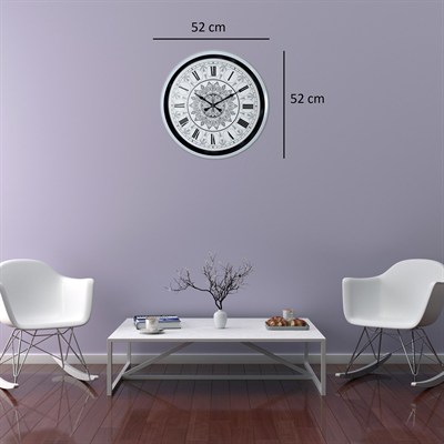 Beyaz 52 Cm Metal Mandala Desenli Tasarım Duvar Saati