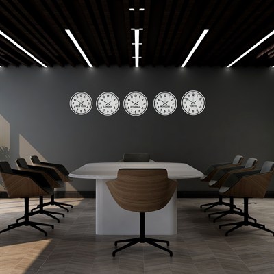 Beyaz 5’li Dünya Saat Seti 36 cm Standart