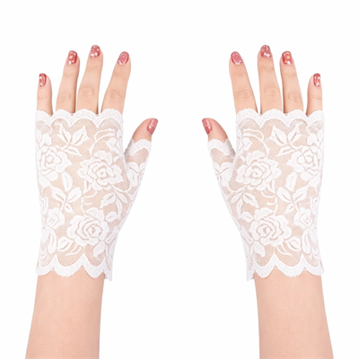 Beyaz Dantel Parmaksız Kısa Eldiven