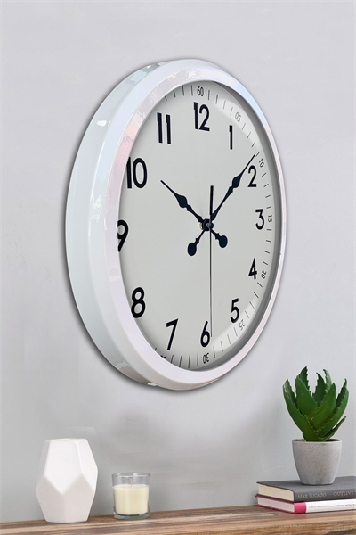 Beyaz Dekoratif Stil 52 Cm Metal Duvar Saati