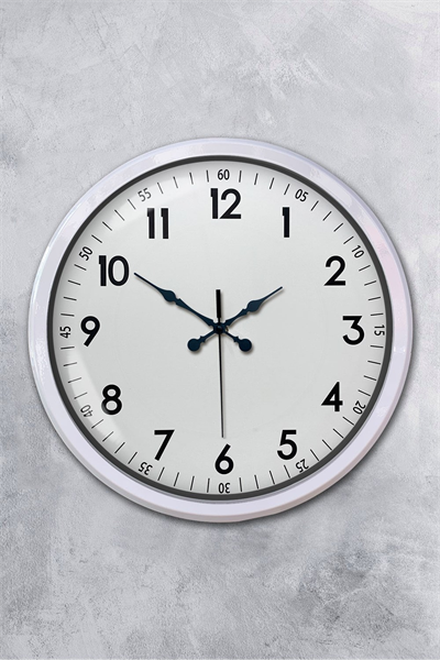 Beyaz Dekoratif Stil 52 Cm Metal Duvar Saati