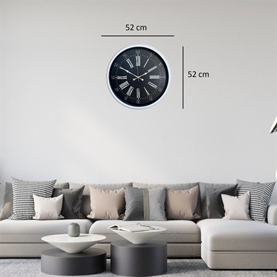 Beyaz Elegant Tasarım 52 Cm Metal Duvar Saati