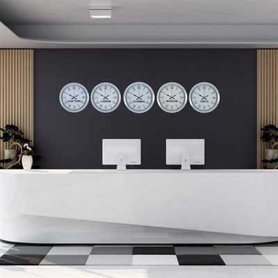Beyaz Heritage Roma Koleksiyon 5 li 36 cm Metal Dünya Saatleri