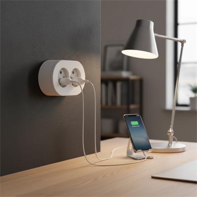 Beyaz İkili Sıva Üstü Dekoratif Topraklı Elektrik Prizi