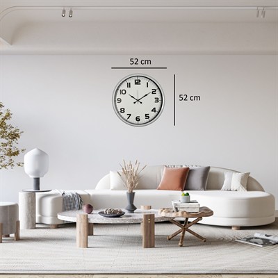 Beyaz Klasik Şık 52 Cm Metal Duvar Saati