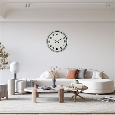 Beyaz Klasik Şık 52 Cm Metal Duvar Saati